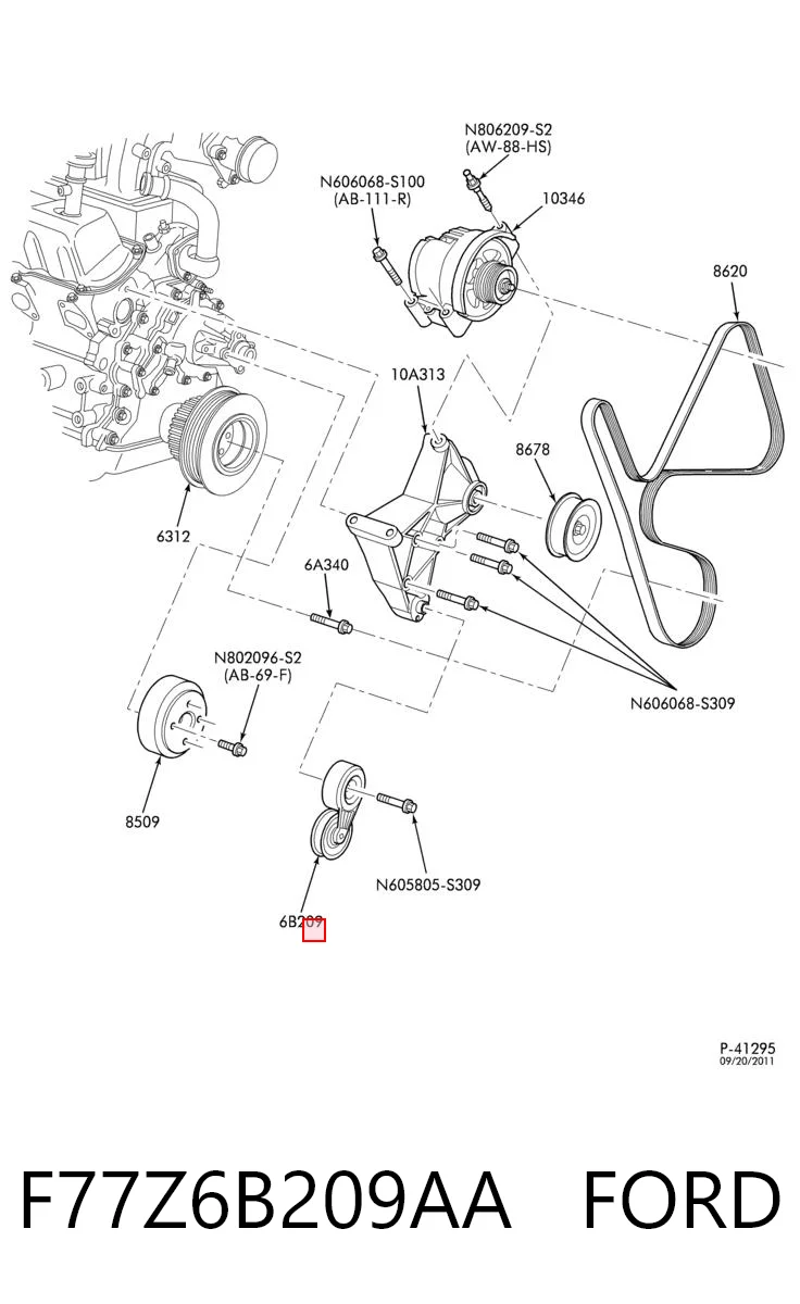 F77Z6B209AA Ford Натяжитель клинового ремня
