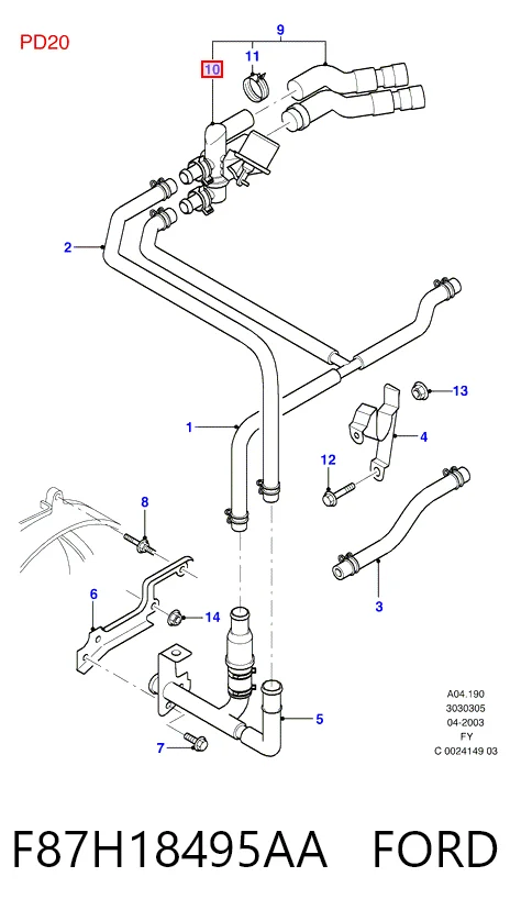 F87H18495AA Ford Кран системы отопления