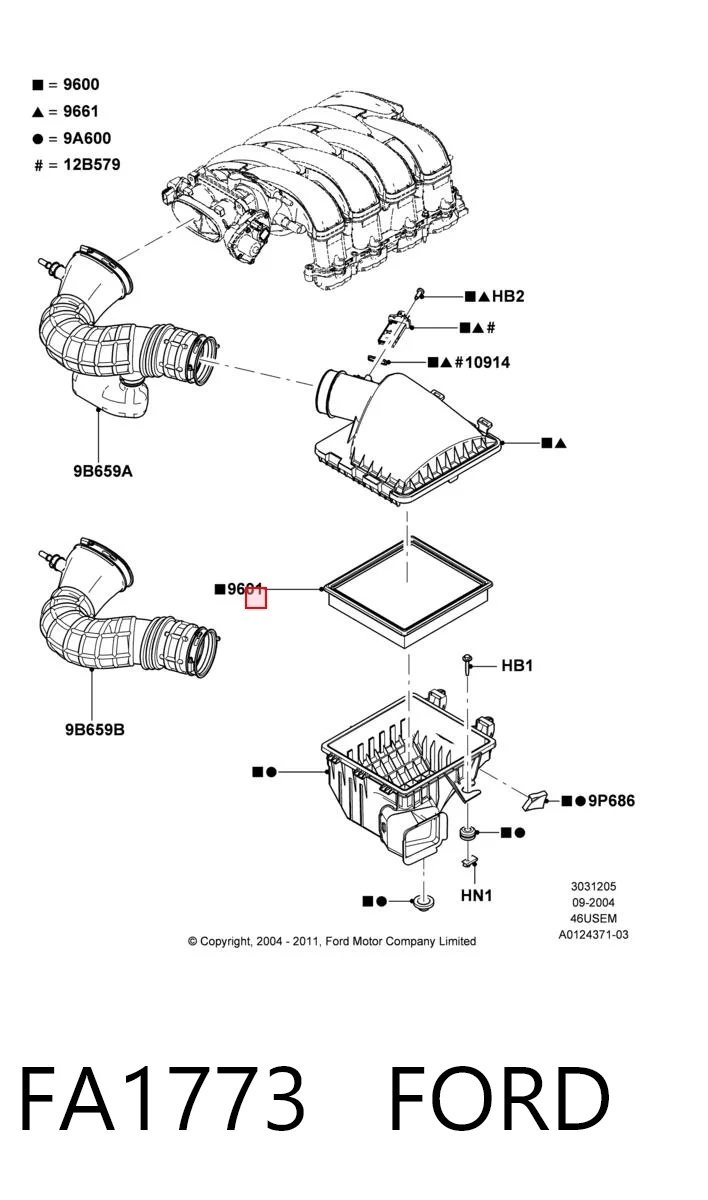 FA1773 Ford Воздушный фильтр двигателя