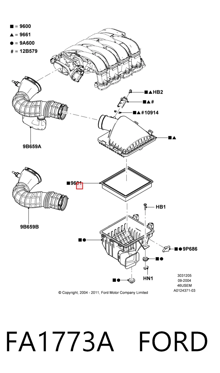 FA1773A Ford Воздушный фильтр двигателя
