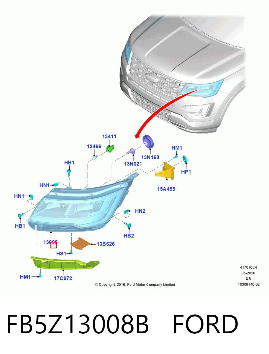 FB5Z13008B Ford Фара передняя правая