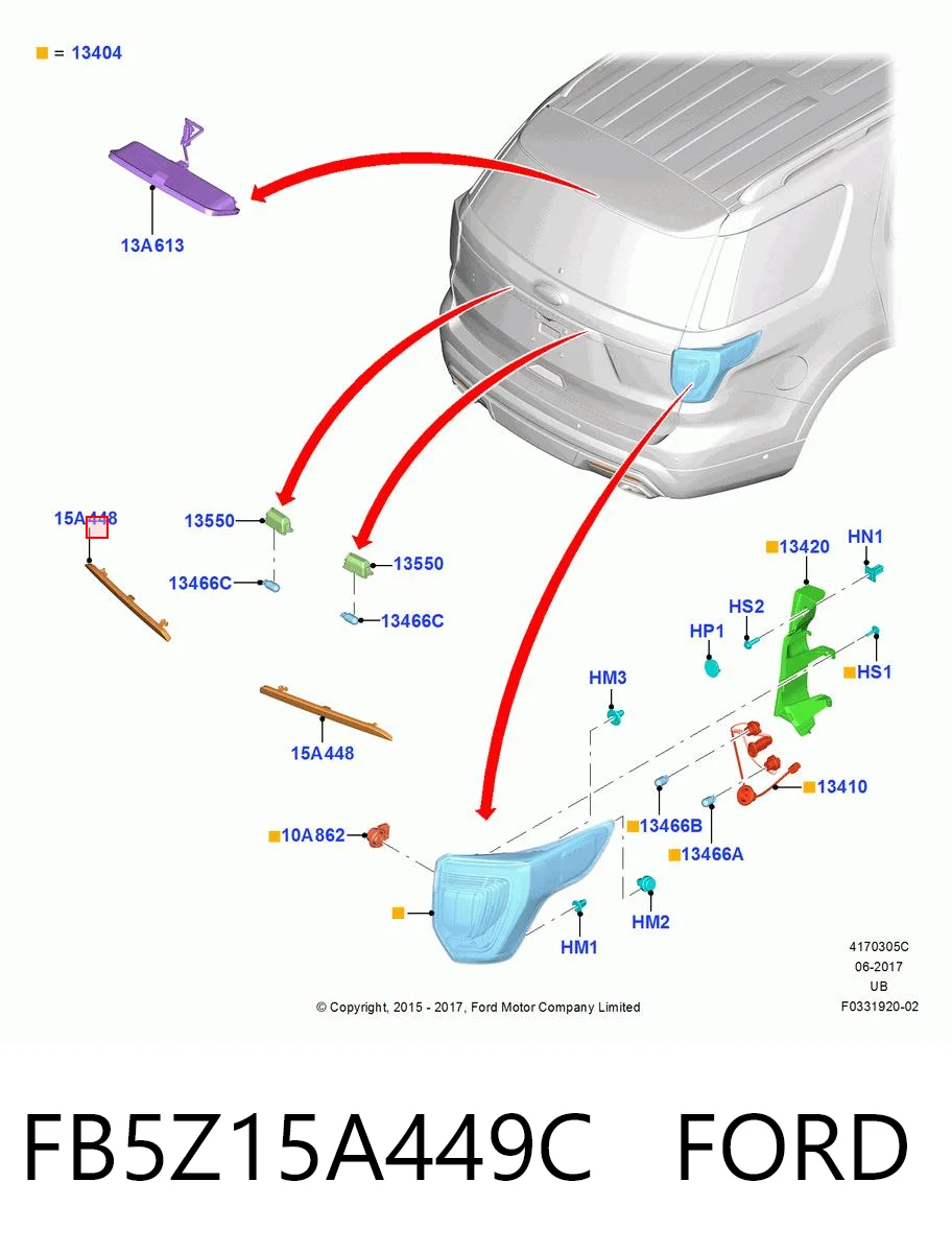 FB5Z15A449C Ford Левый катафот бампера
