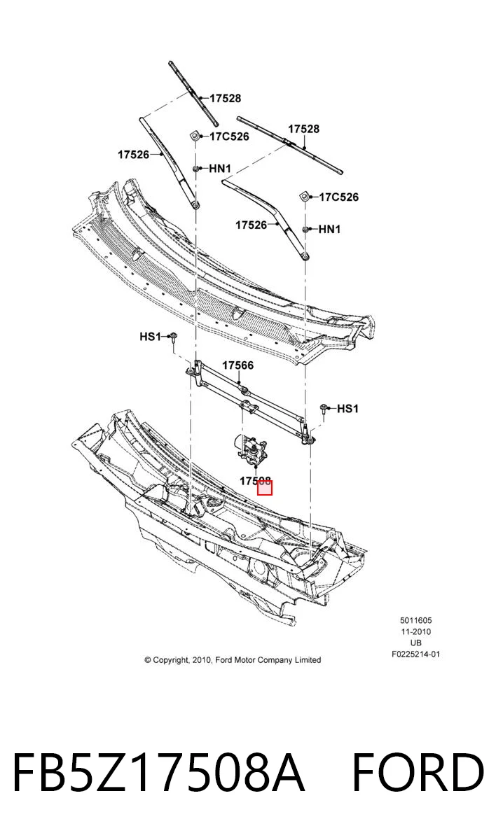 FB5Z17508A Ford Мотор стеклоочистителя передний