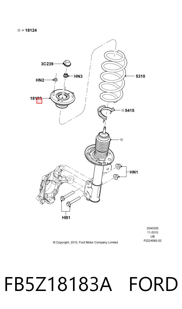 FB5Z18183A Ford Подушка амортизатора переднего