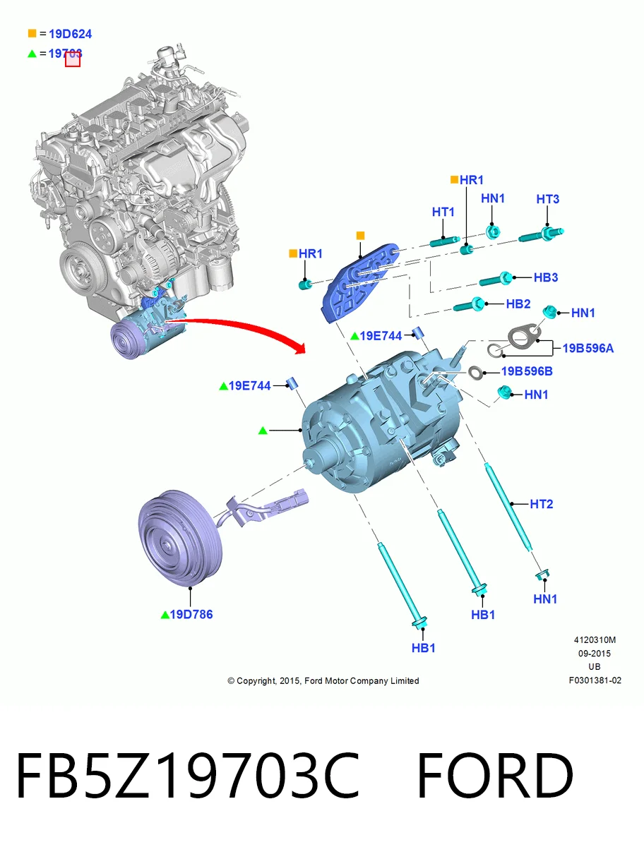 FB5Z19703C Ford Компрессор хладагента