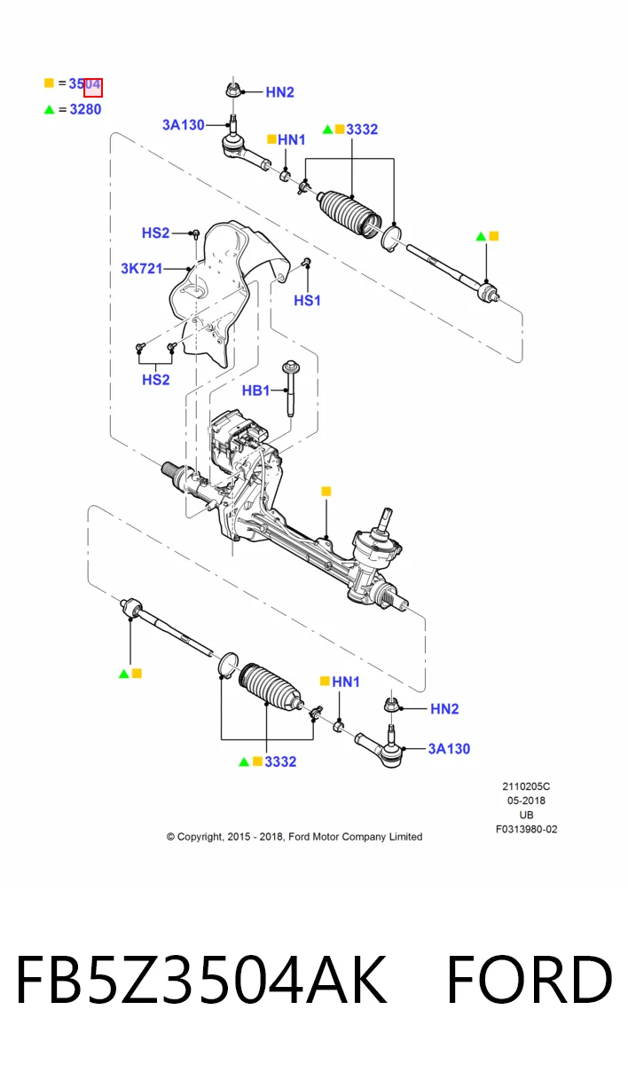 FB5Z3504AK Ford Управление рулевое в сборе