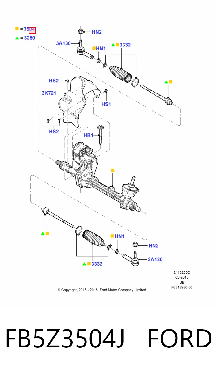 FB5Z3504J Ford Управление рулевое в сборе