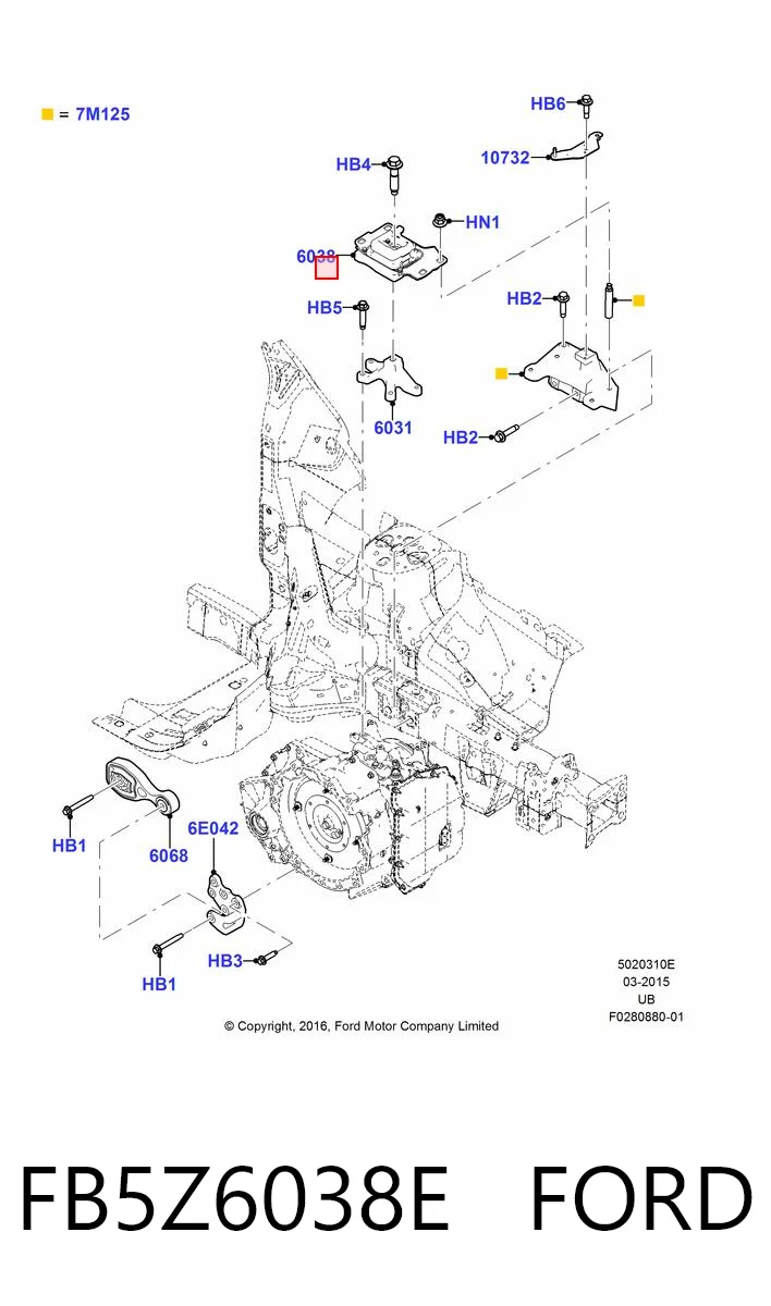 FB5Z6038E Ford Задняя опора трансмиссии