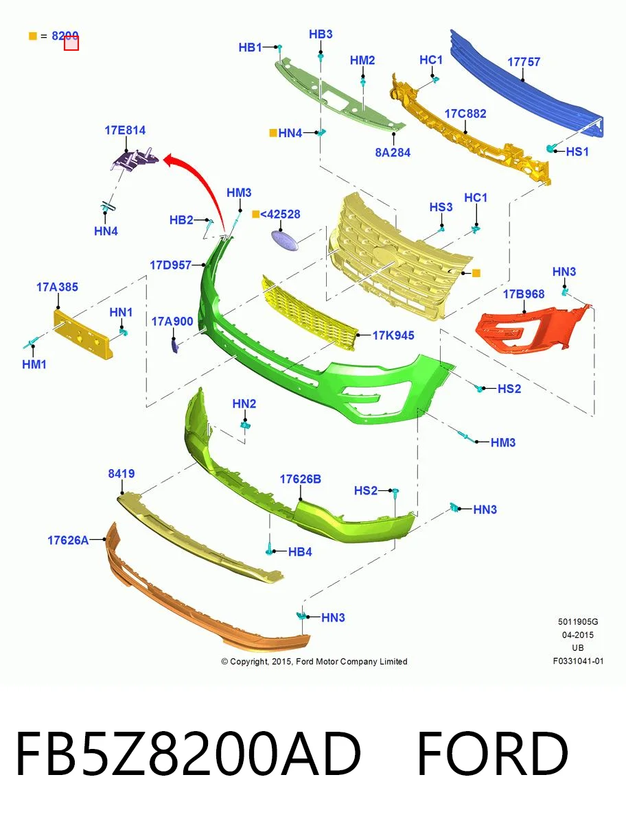 FB5Z8200AD Ford Решетка радиатора