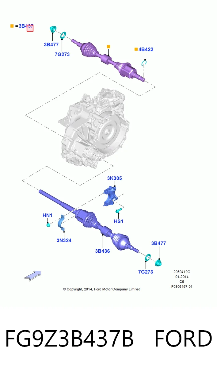 FG9Z3B437B Ford Полуось передняя левая