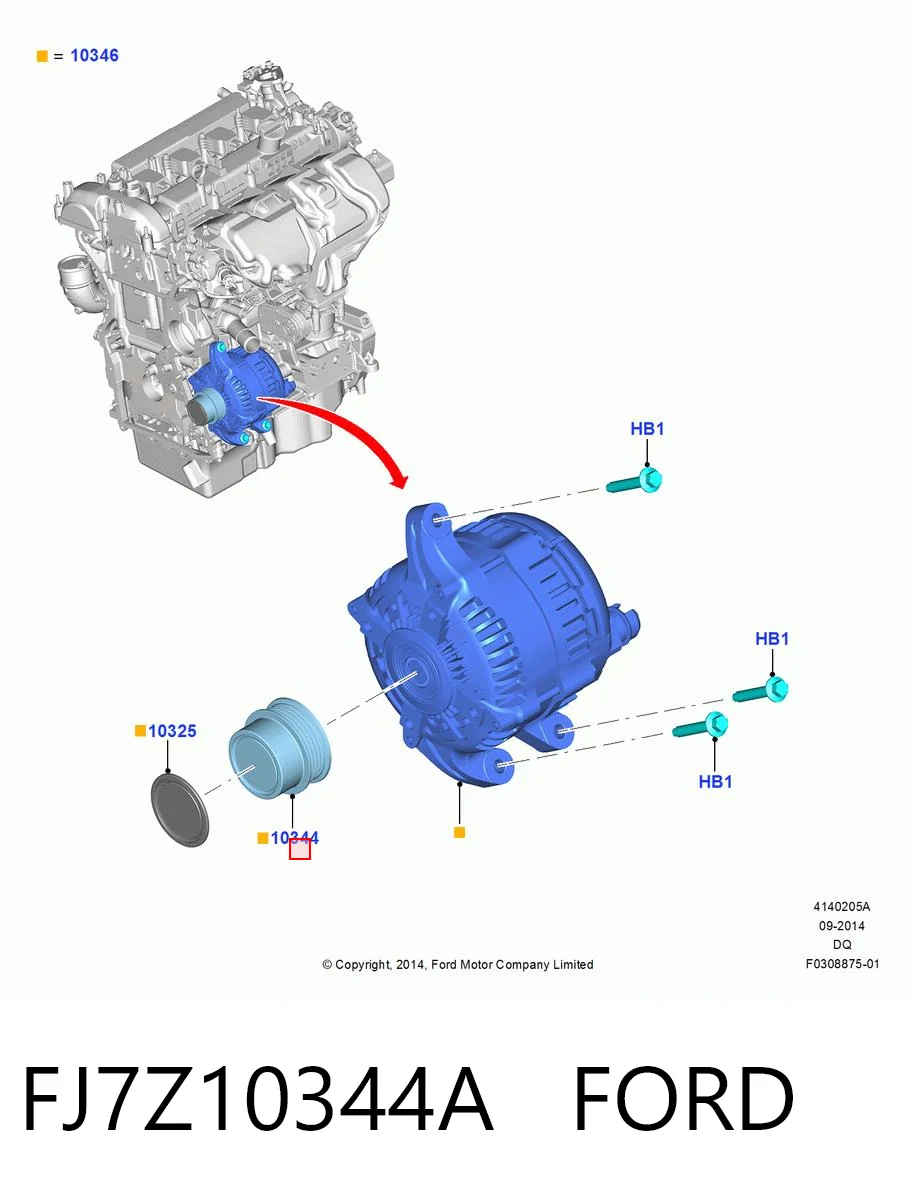 FJ7Z10344A Ford Обгонная муфта генератора