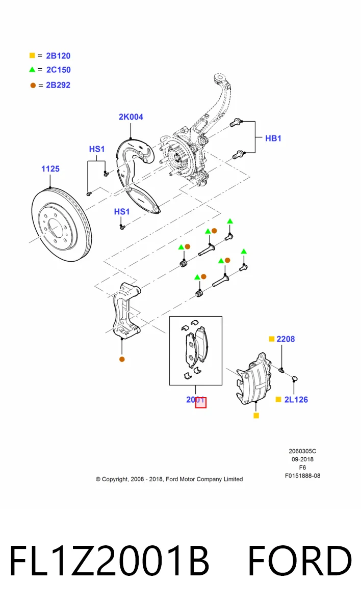 FL1Z2001B Ford Колодки передние