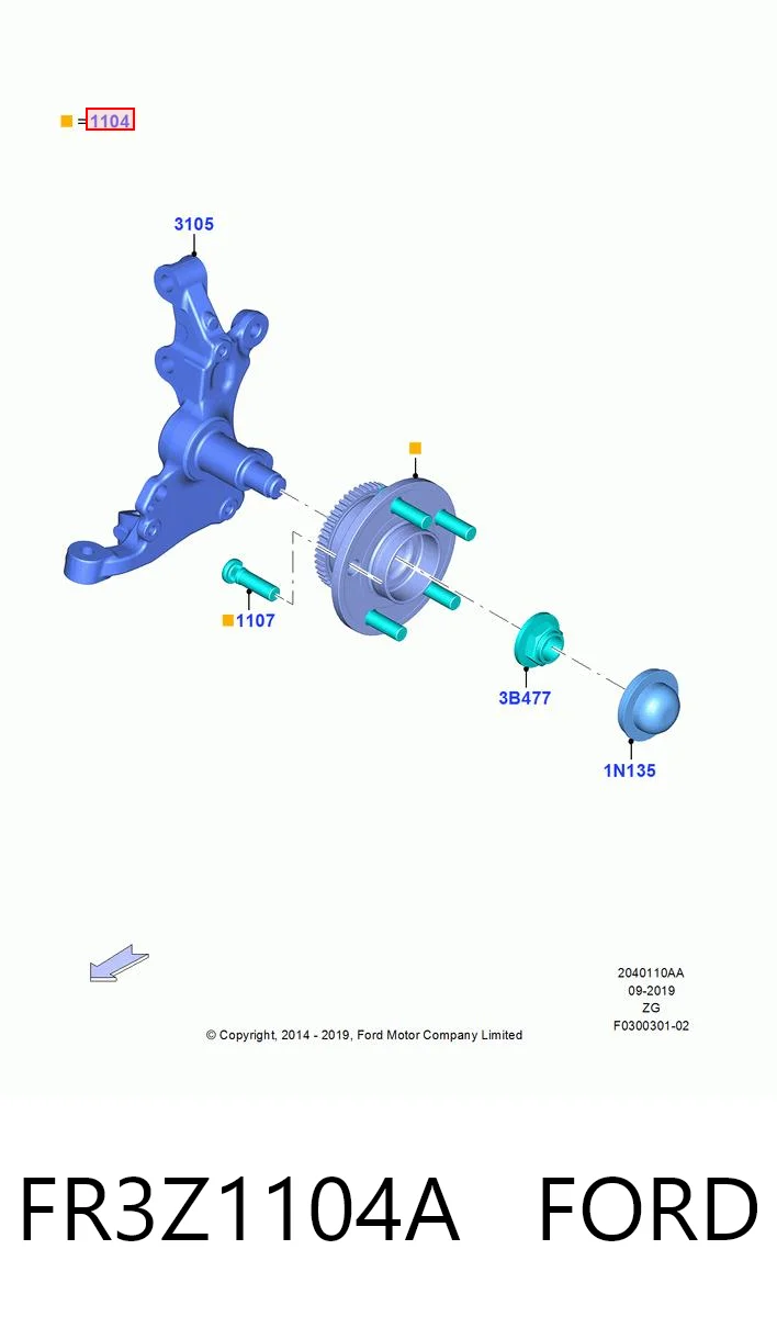 FR3Z1104A Ford Ступица колеса передняя