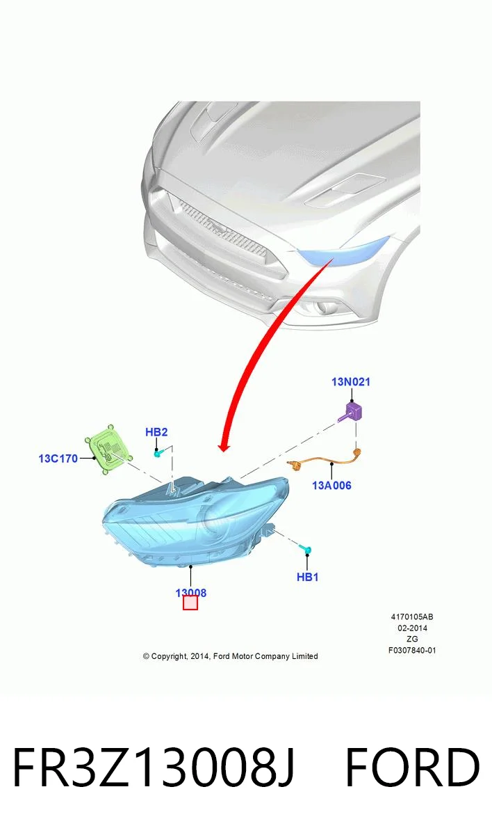 FR3Z13008J Ford Фара передняя правая