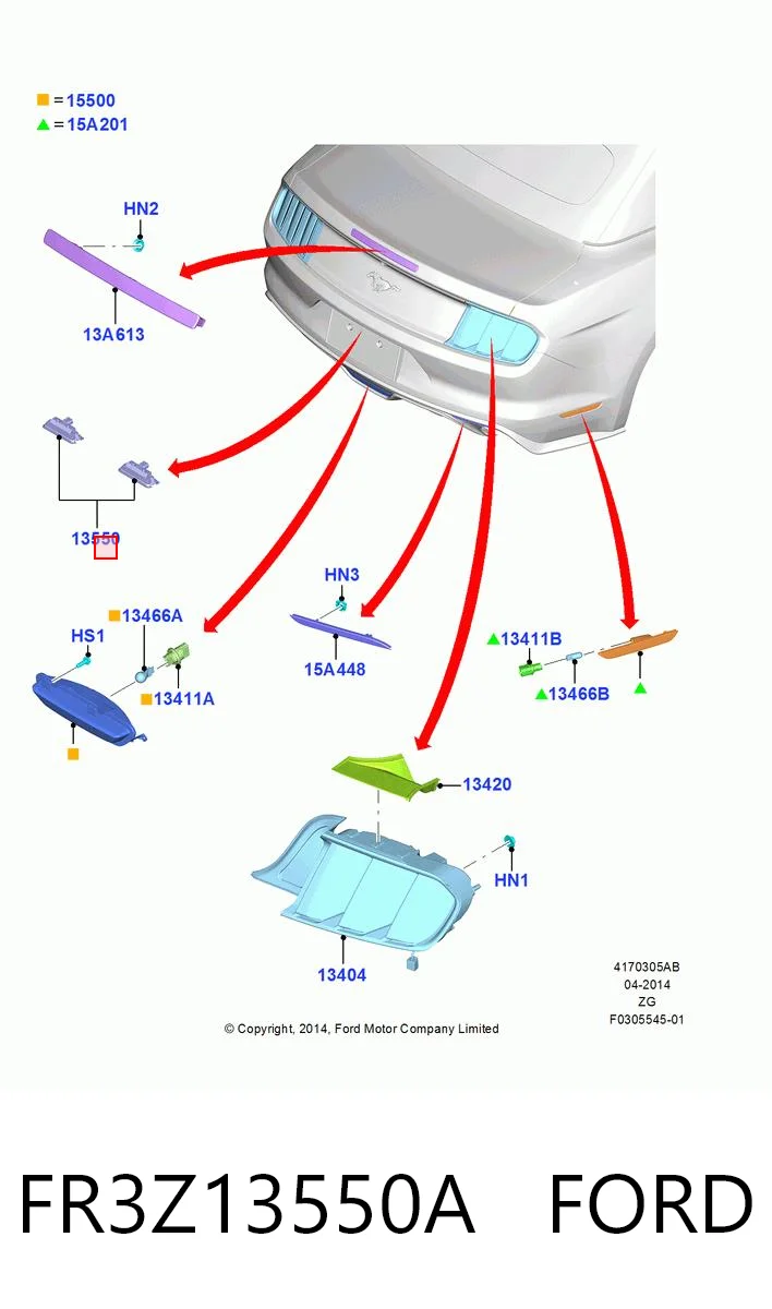 FR3Z13550A Ford Фонарь освещения номера