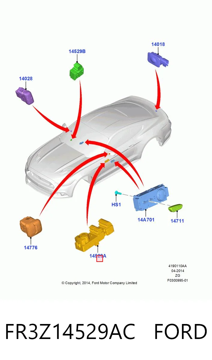 FR3Z14529AC Ford Кнопки переднего левого стекло подъёмника