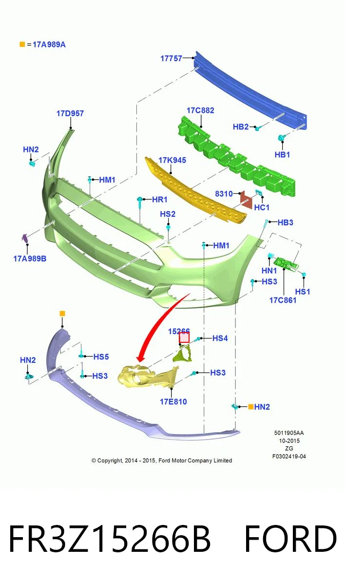 FR3Z15266B Ford Кронштейн крепления противотуманной фары, левой
