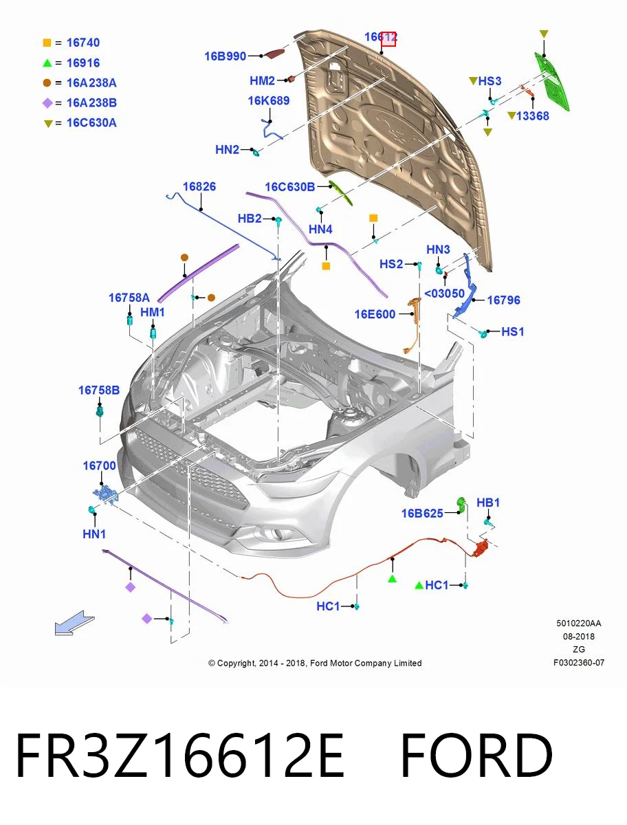 Капот на Ford Mustang VI ZG