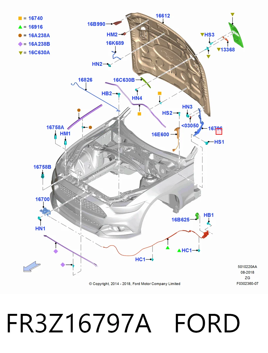 FR3Z16797A Ford Шарнир капота левый