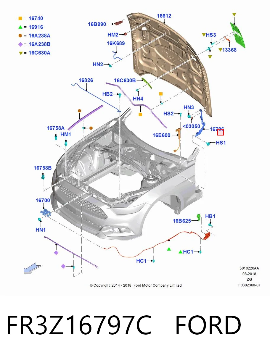 FR3Z16797C Ford Шарнир капота левый