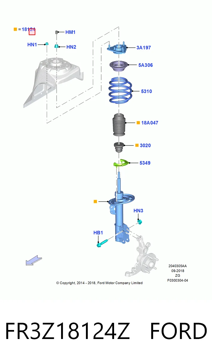 FR3Z18124Z Ford Стойка передняя