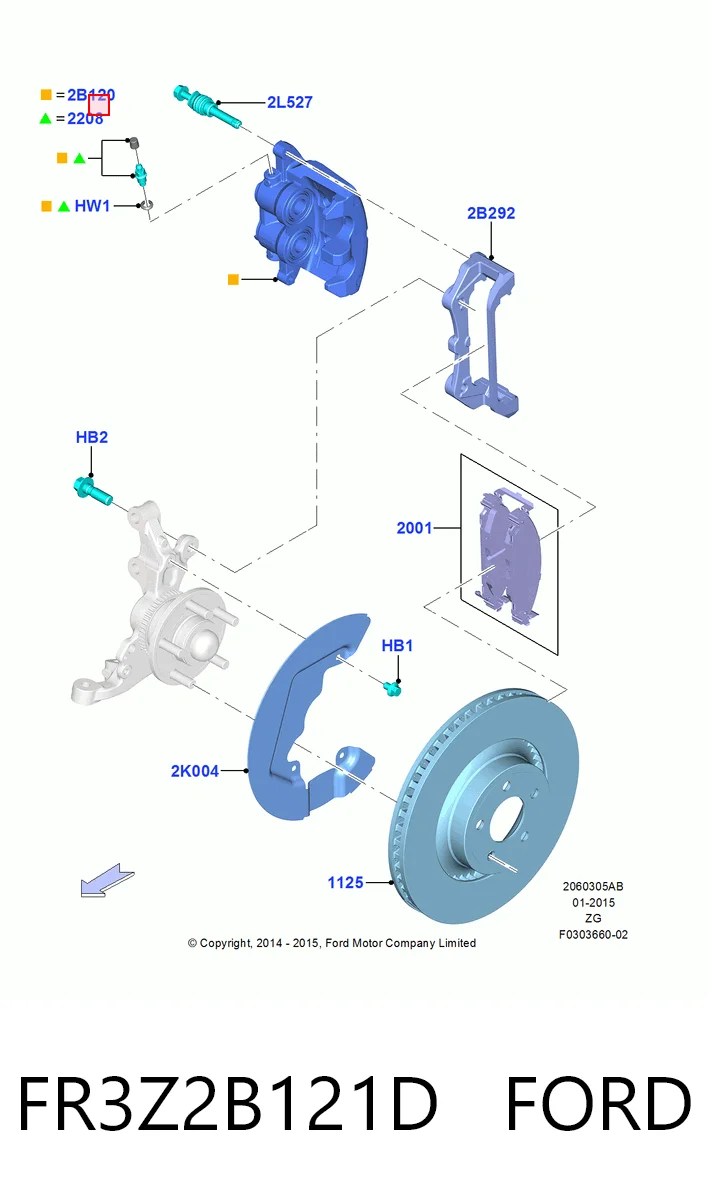 FR3Z2B121D Ford Суппорт тормозной, передний, левый