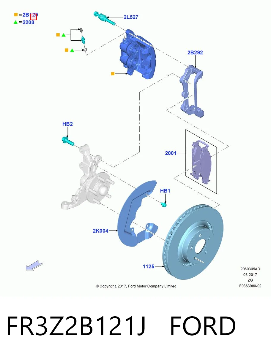 FR3Z2B121J Ford Суппорт тормозной, передний, левый