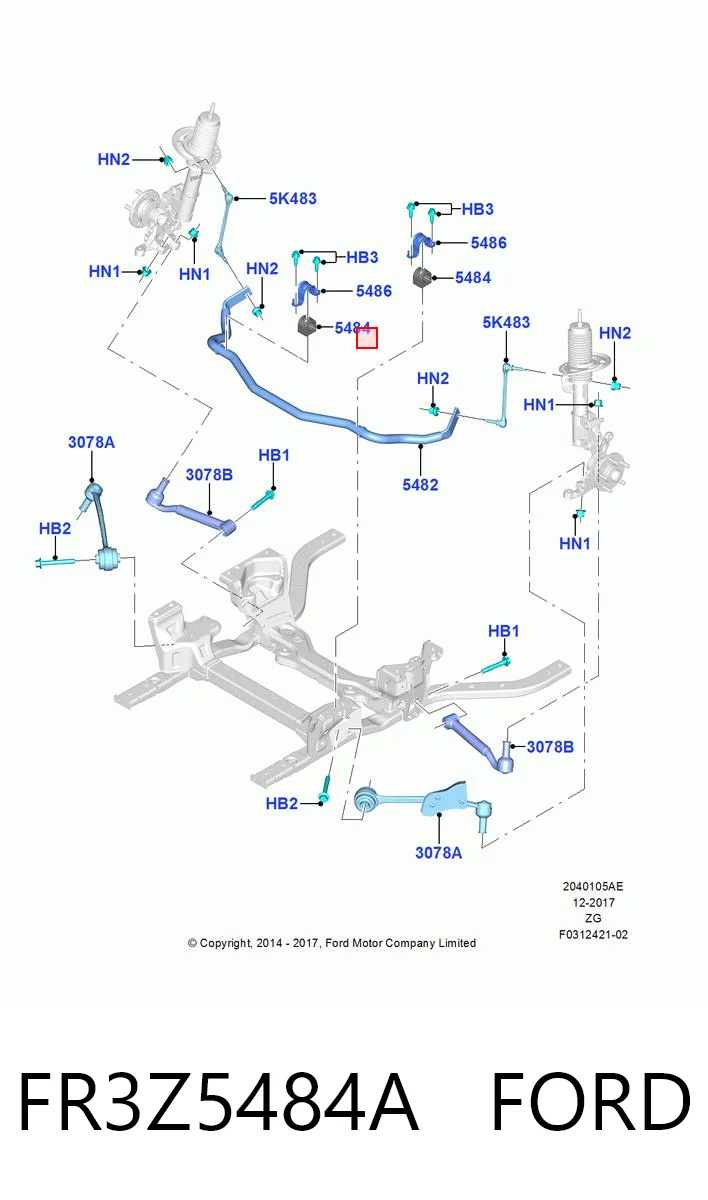 FR3Z5484A Ford Разрезная втулка стабилизатора