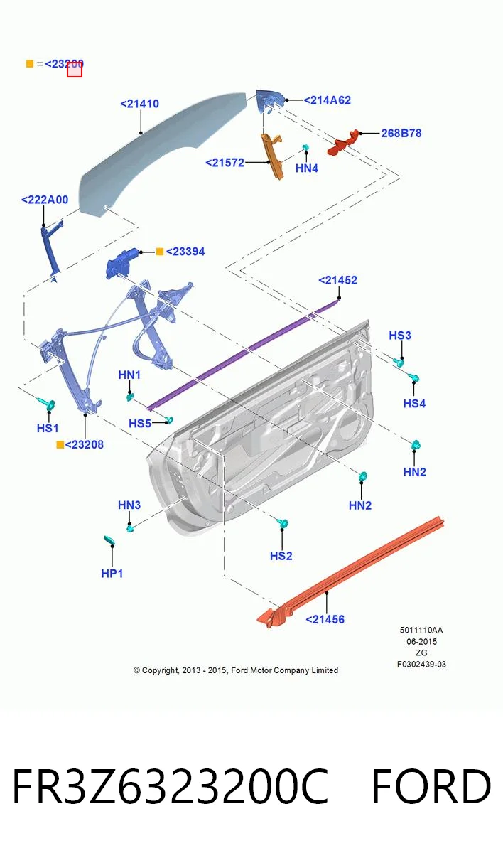 Механизм подъема стекол на Ford Mustang VI ZG