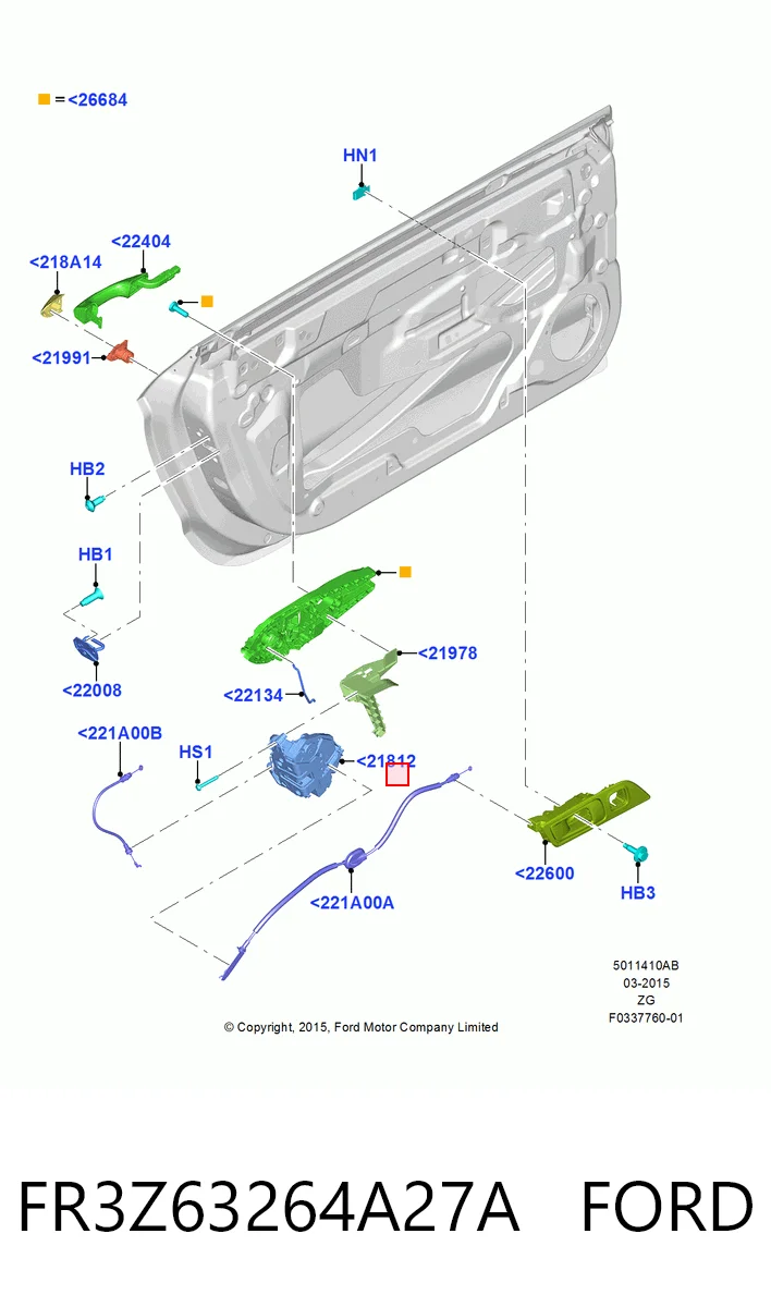 FR3Z63264A27A Ford Замок двери водителя