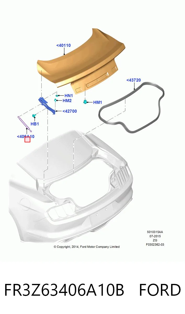 Амортизатор крышки багажника на Ford Mustang VI ZG
