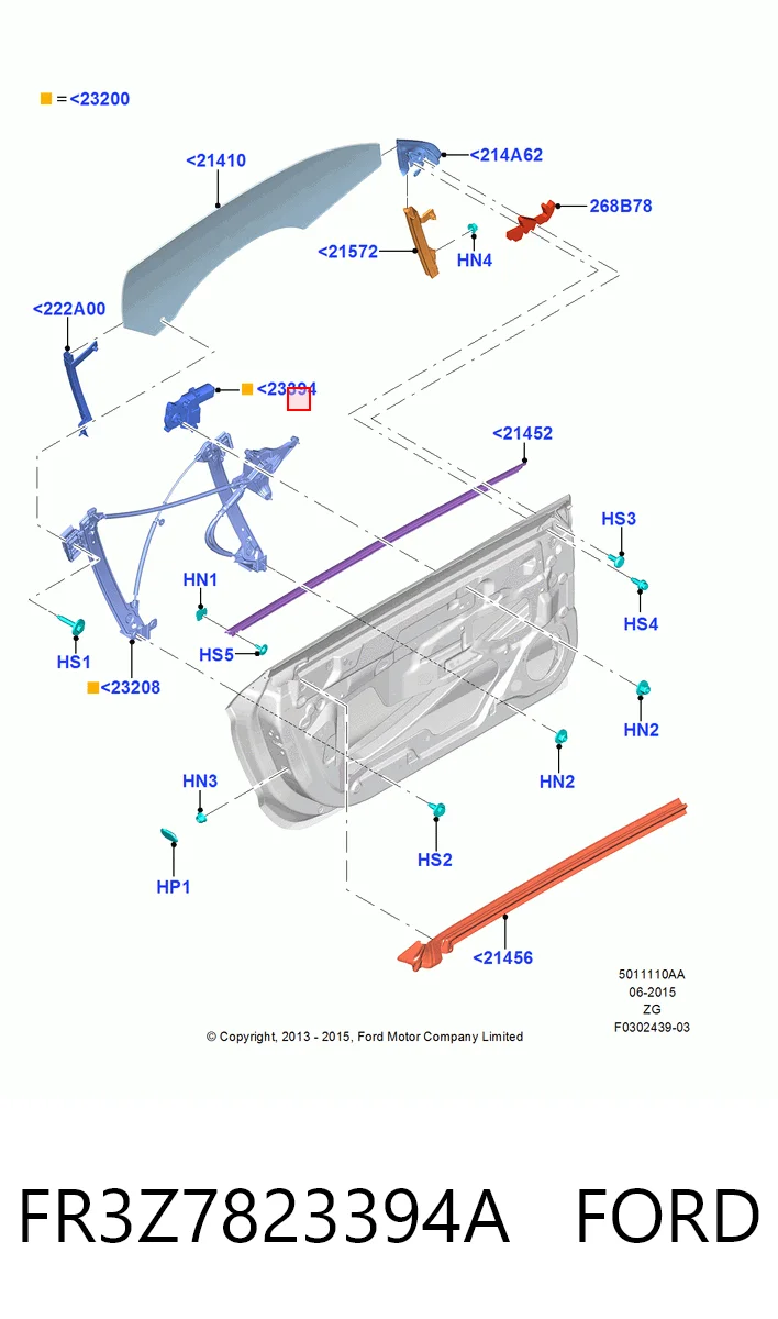 FR3Z7823394A Ford Мотор стеклоподъемника двери передней правой
