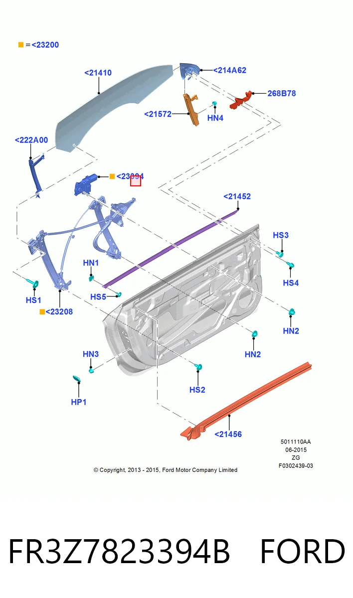 FR3Z7823394B Ford Мотор стеклоподъемника двери передней правой