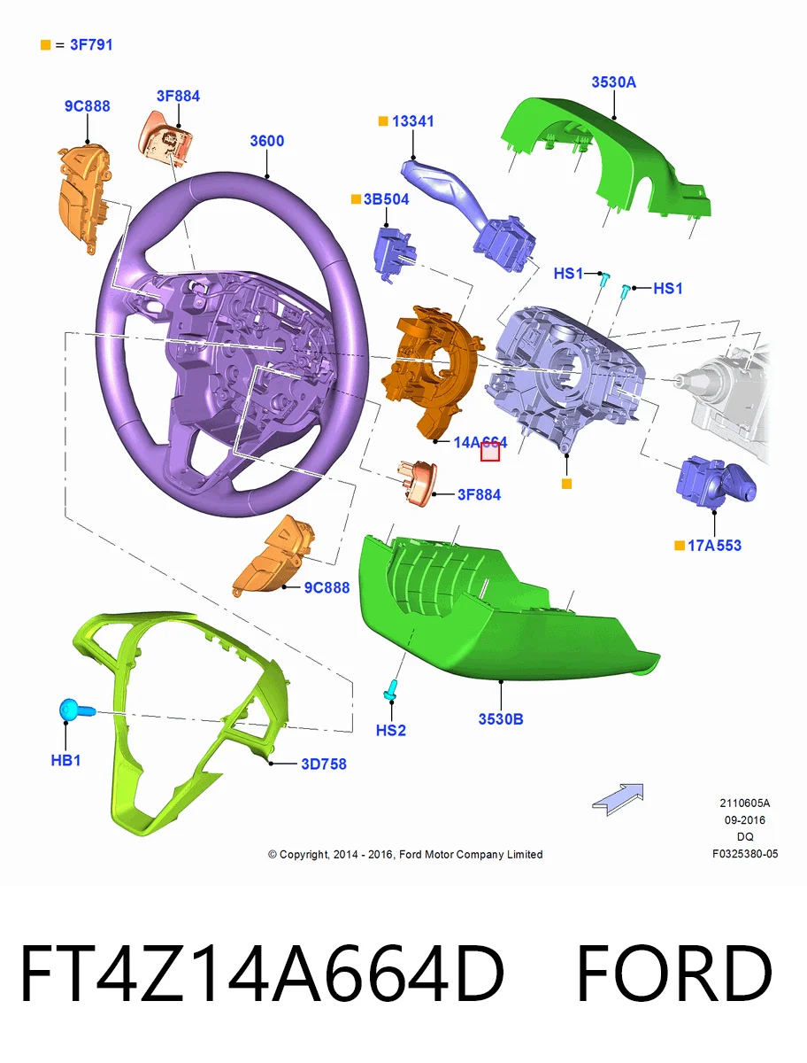Кольцо подушки безопасности на Ford Edge II CD539