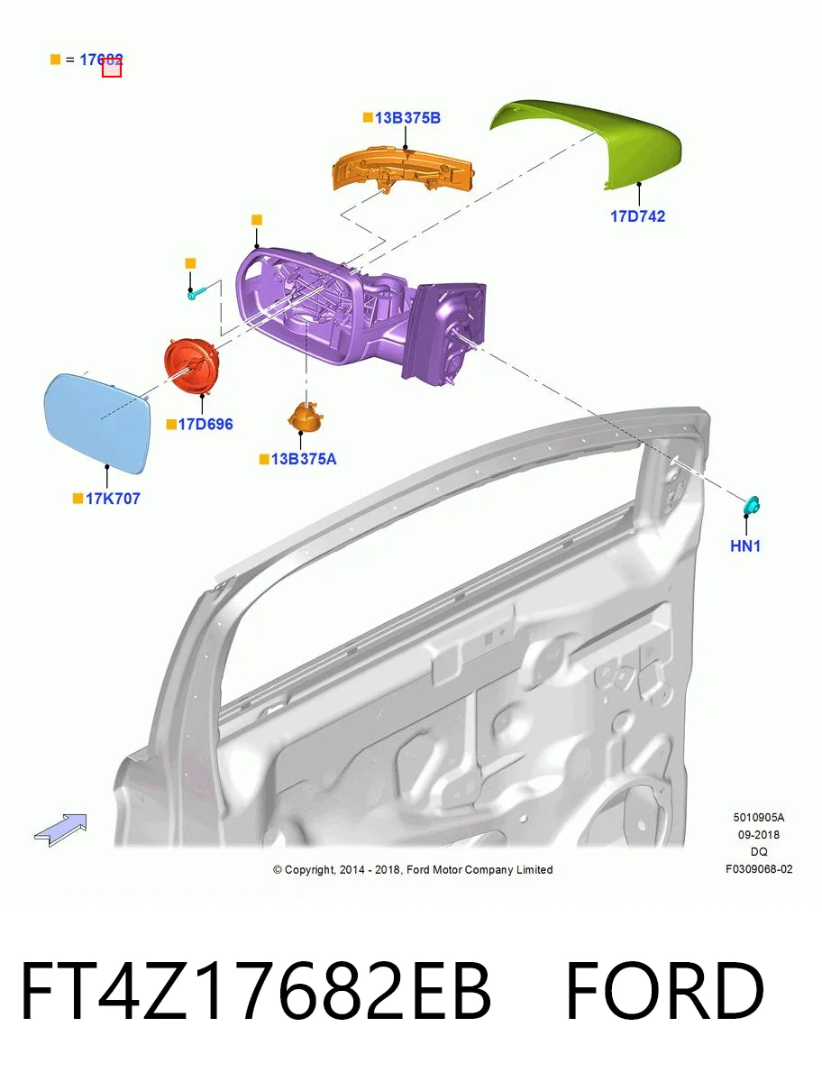 FT4Z17682EB Ford Зеркало заднего вида правое