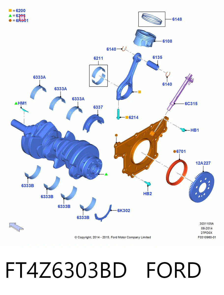Коленвал двигателя на Ford Edge II CD539