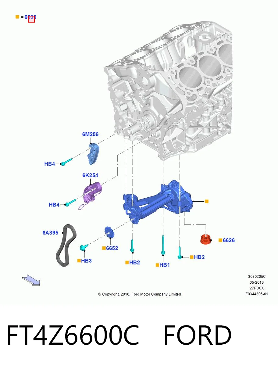 Масляный насос двигателя на Ford Edge II CD539