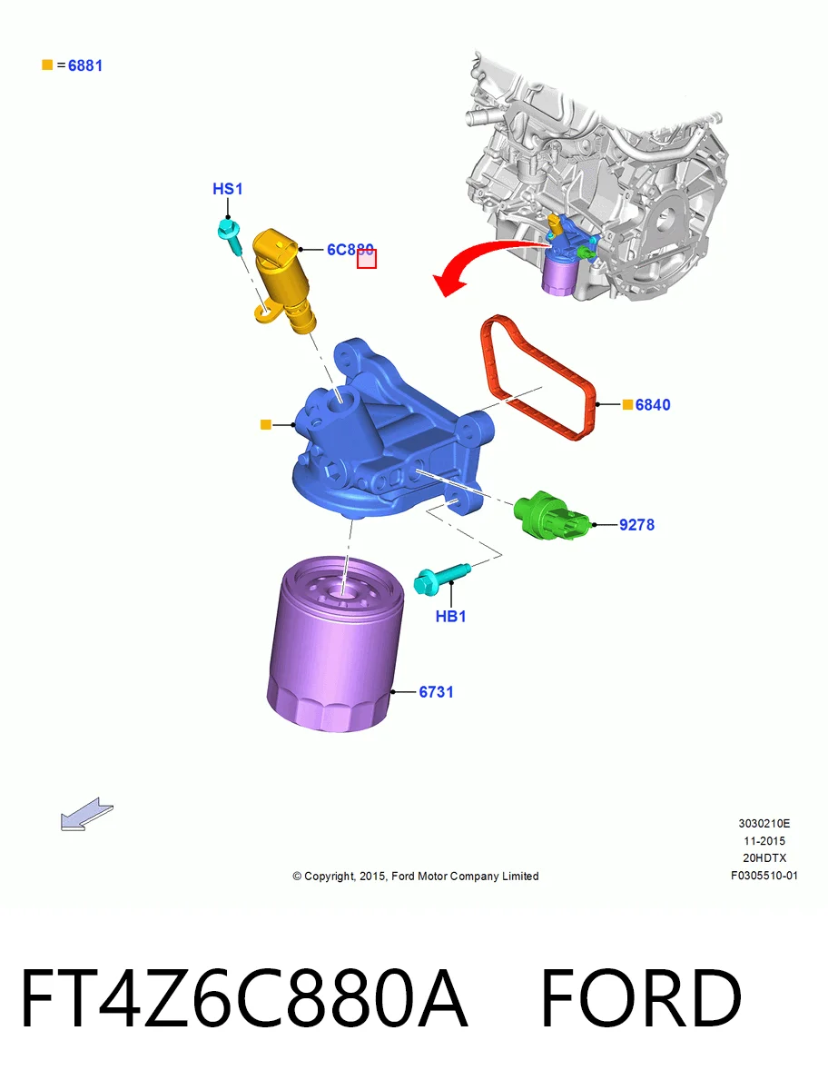 FT4Z6C880A Ford Клапан регулировки давления масла