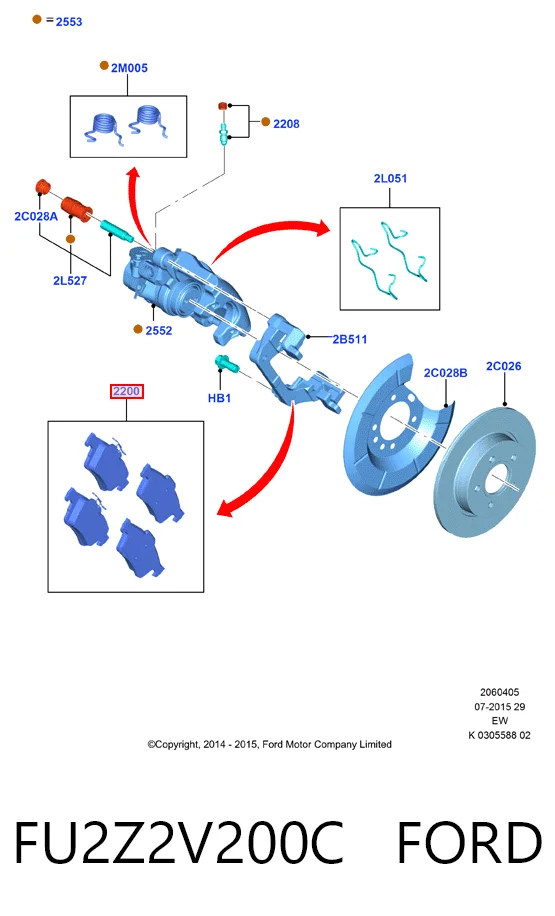 FU2Z2V200C Ford Колодки тормозные дисковые комплект