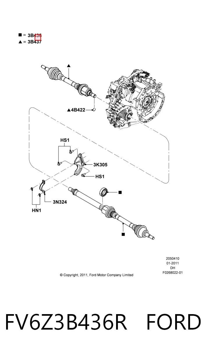 FV6Z3B436R Ford Ось передняя в сборе
