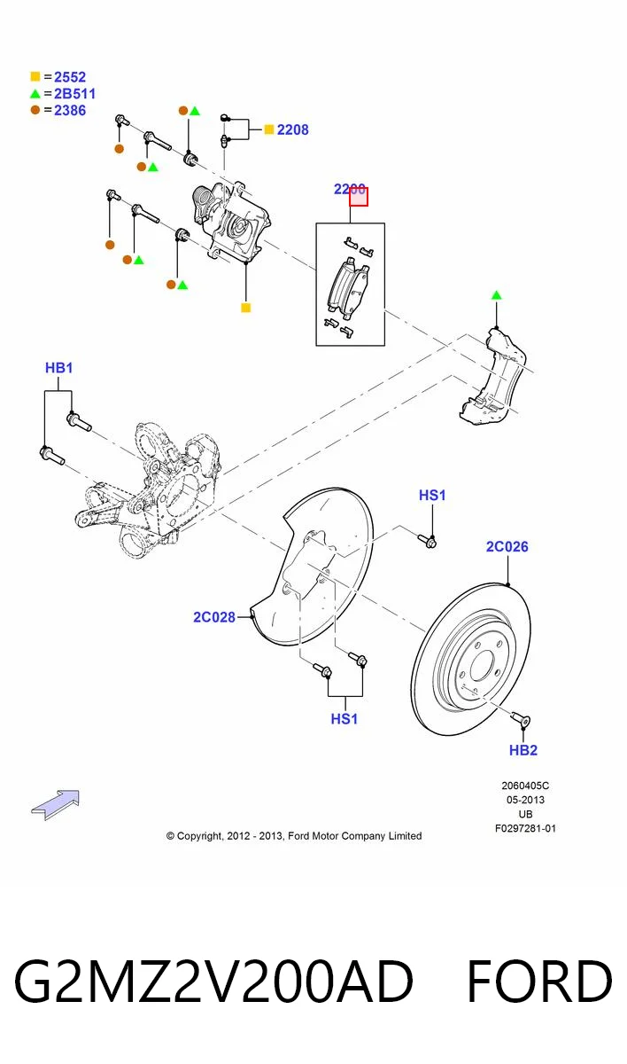 G2MZ2V200AD Ford Колодки тормозные дисковые комплект
