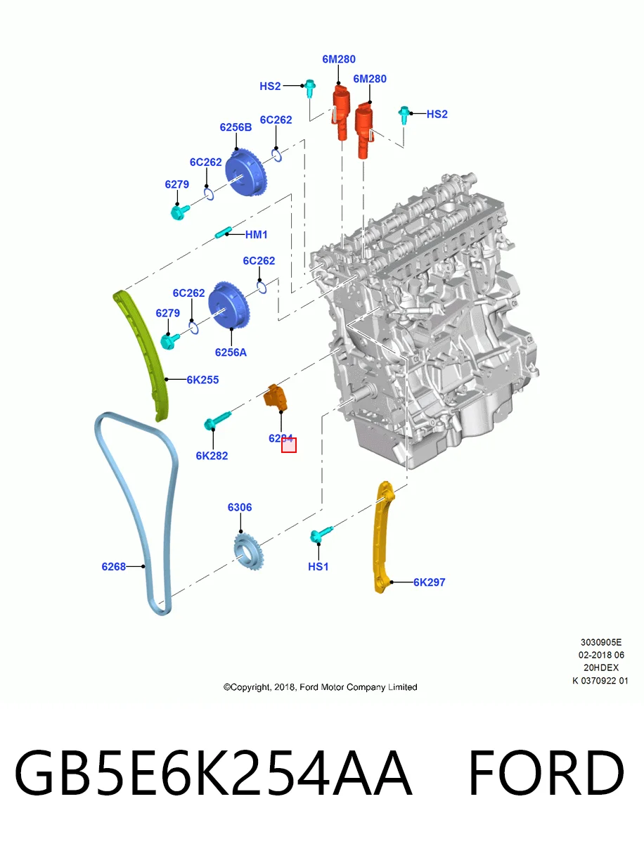 GB5E6K254AA Ford Гидронатяжитель цепи