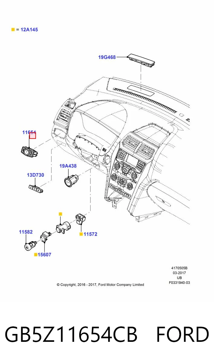 GB5Z11654CB Ford Переключатели электрические (переключатель света центральный)