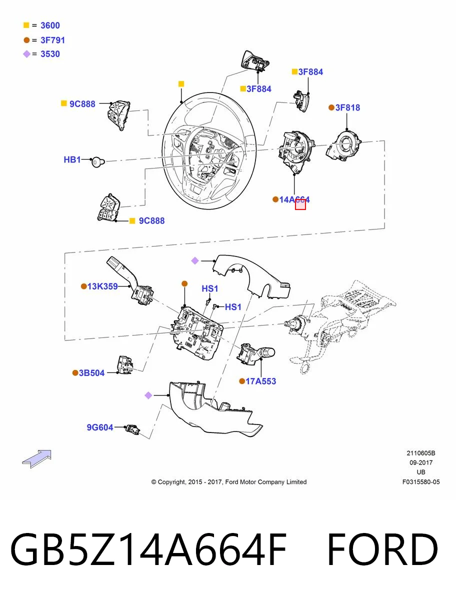 GB5Z14A664F Ford Кольцо подушки безопасности