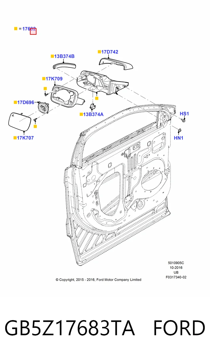GB5Z17683TA Ford Левое боковое зеркало