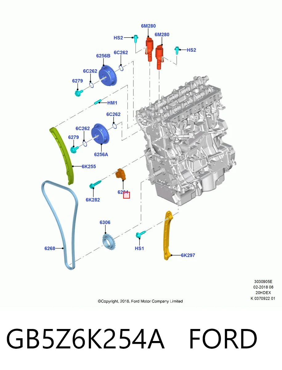 GB5Z6K254A Ford Гидронатяжитель цепи