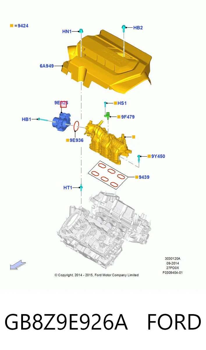 GB8Z9E926A Ford Дроссельная заслонка