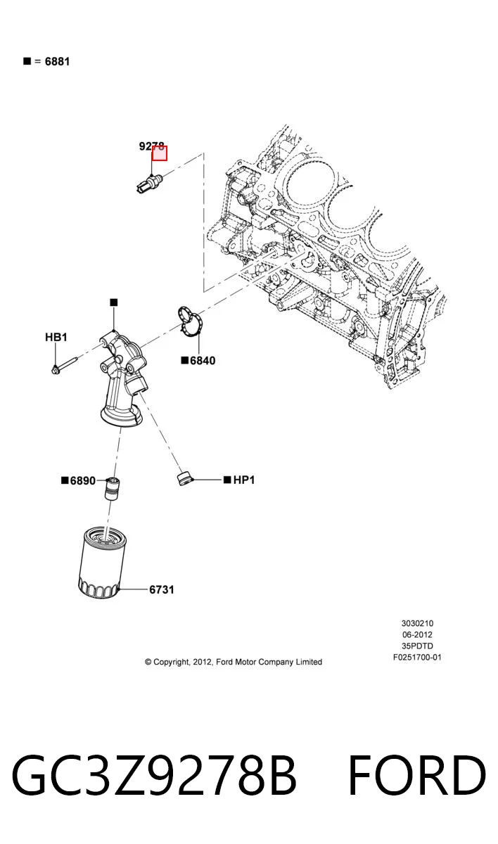 GC3Z9278B Ford Датчик указателя давления масла