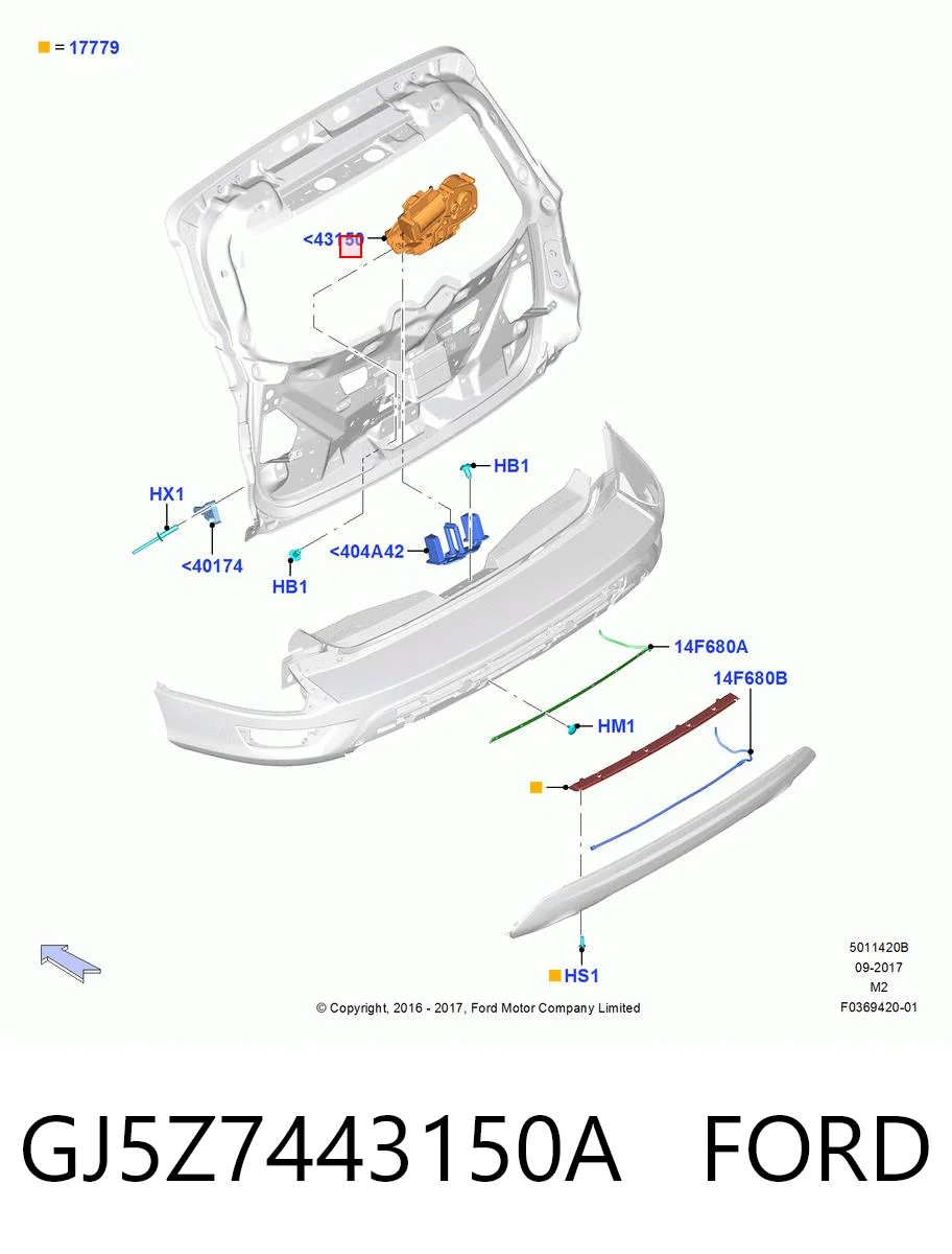 GJ5Z7443150A Ford Замок пятой двери