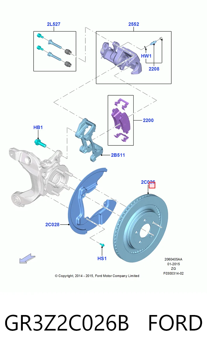 GR3Z2C026B Ford Дисковый тормоз